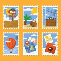 Stamp Sticker Travelling Set Design vector