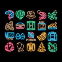 ilustración de icono de brillo de neón de nutrición de alimentos de proteína vector