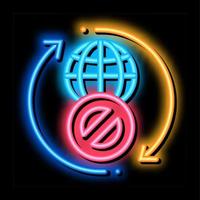 worldwide ban neon glow icon illustration vector