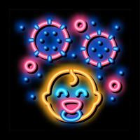 detected viruses in child neon glow icon illustration vector