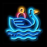 duck watching in park neon glow icon illustration vector