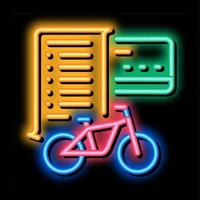 card payment bicycle services neon glow icon illustration vector