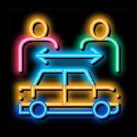 ilustración de icono de brillo de neón de dos compradores por automóvil vector