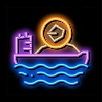 mobile boat with coal neon glow icon illustration vector