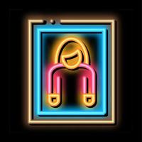 photo of woman in frame neon glow icon illustration vector