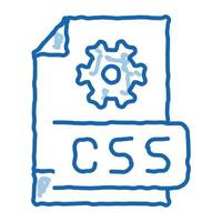 ilustración de dibujado a mano de icono de doodle de código css frontal vector