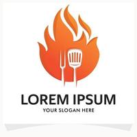 Hot Food Menu Logo Design Template vector