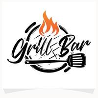 Hot BBQ Steak Grill House Logo Design Template vector