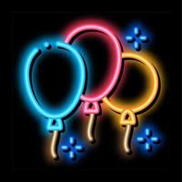 three balloons neon glow icon illustration vector