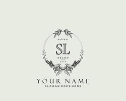 Initial SL beauty monogram and elegant logo design, handwriting logo of initial signature, wedding, fashion, floral and botanical with creative template. vector