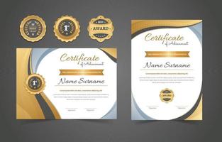 plantilla de certificado moderno degradado con color dorado elegante vector