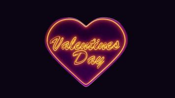 Neon sign in the shape of a heart with the inscription for Valentine's Day. High quality 4k animation video