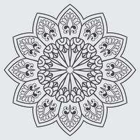 flor de mandala fácil, patrón geométrico negro, página para colorear sobre fondo blanco.mandala fácil, flor de mandala para colorear sobre fondo blanco vector