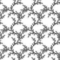 Vector illustration of a seamless leaf pattern. Floral organic background. Leaf texture drawn in doodle style