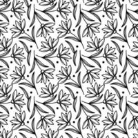 ilustración vectorial de un patrón de hoja transparente. fondo orgánico floral. textura de hoja dibujada en estilo garabato vector