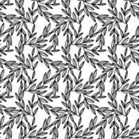 Vector illustration of a seamless leaf pattern. Floral organic background. Leaf texture drawn in doodle style