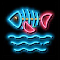 death of fish in water neon glow icon illustration vector