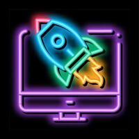 rocket computer control neon glow icon illustration vector