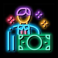 man gets money neon glow icon illustration vector