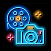 camera film neon glow icon illustration vector