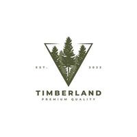 Green wild pine trees logo vector illustration design template, vector illustration for evergreen logo, timberland evergreen pine tree logo