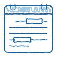 calendario mes página doodle icono dibujado a mano ilustración vector