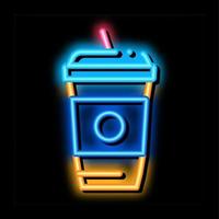 drink with straw neon glow icon illustration vector