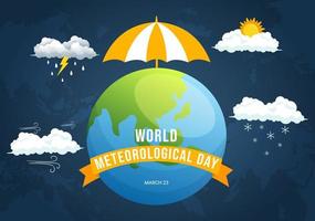 World Meteorological Day Illustration with Meteorology Science and Researching Weather in Flat Cartoon Hand Drawn for Landing Page Templates vector