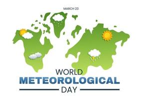 ilustración del día meteorológico mundial con ciencia meteorológica e investigación del clima en dibujos animados planos dibujados a mano para plantillas de página de destino vector