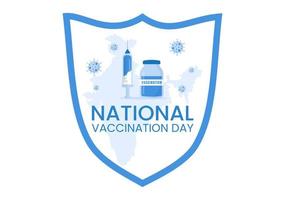 National Vaccination Day on March 16 Illustration with Vaccine Syringe for Strong Immunity in Flat Cartoon Hand Drawn to Landing Page Template vector