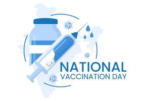 National Vaccination Day on March 16 Illustration with Vaccine Syringe for Strong Immunity in Flat Cartoon Hand Drawn to Landing Page Template vector
