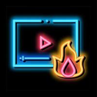 fire video neon glow icon illustration vector