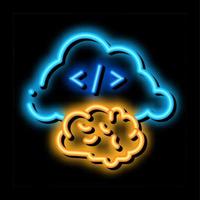 brain cloud separation neon glow icon illustration vector