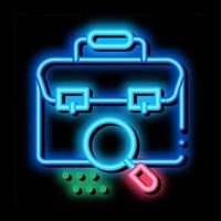 briefcase bag check neon glow icon illustration vector