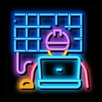 solar technician neon glow icon illustration vector