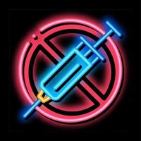 injection ban neon glow icon illustration vector