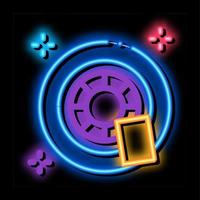 car wheel cleaning neon glow icon illustration vector