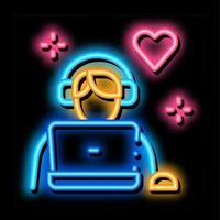 Man in Headphones neon glow icon illustration vector