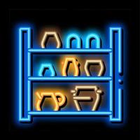 cupboard with clay products neon glow icon illustration vector