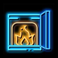 open fire in stove neon glow icon illustration vector