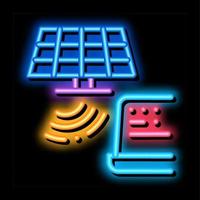 solar signal transmission to computer neon glow icon illustration vector