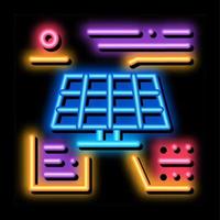 different actions of solar battery neon glow icon illustration vector