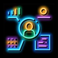 full electronic information about person neon glow icon illustration vector