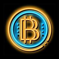 bitcoin coin neon glow icon illustration vector