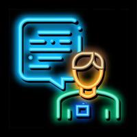 Male Worker Talk neon glow icon illustration vector