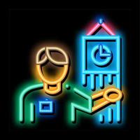 Guide near Big Ben neon glow icon illustration vector