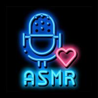 sonido en micrófono asmr neón resplandor icono ilustración vector