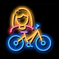 bicicleta para mujer ilustración de icono de brillo de neón vector