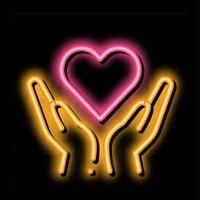 Hands Hold Heart neon glow icon illustration vector