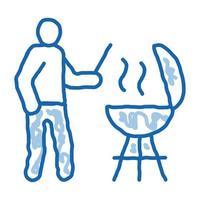 bbq cooking doodle icon hand drawn illustration vector